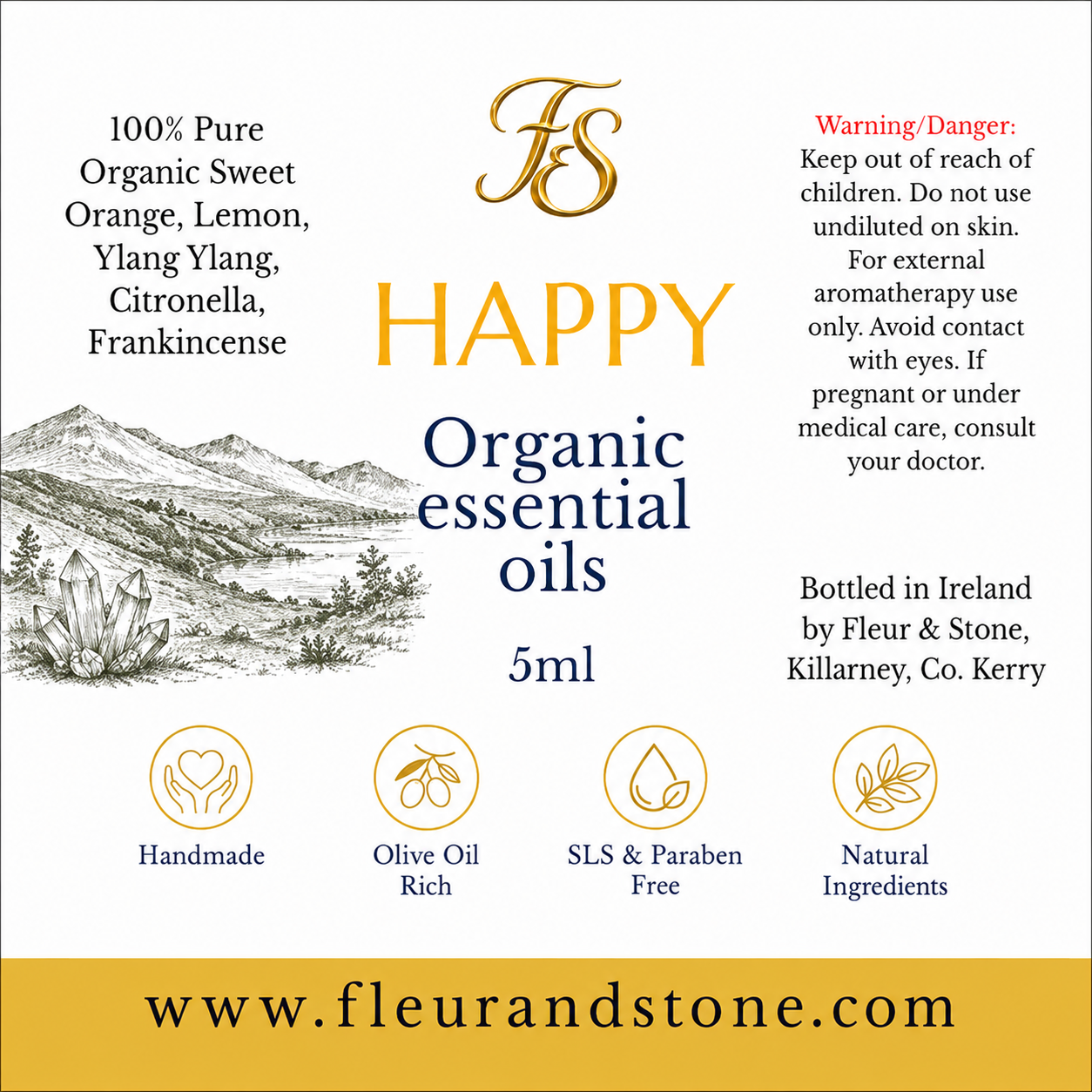 HAPPY Essential Oil Blend | 100% Pure Organic | 5ml