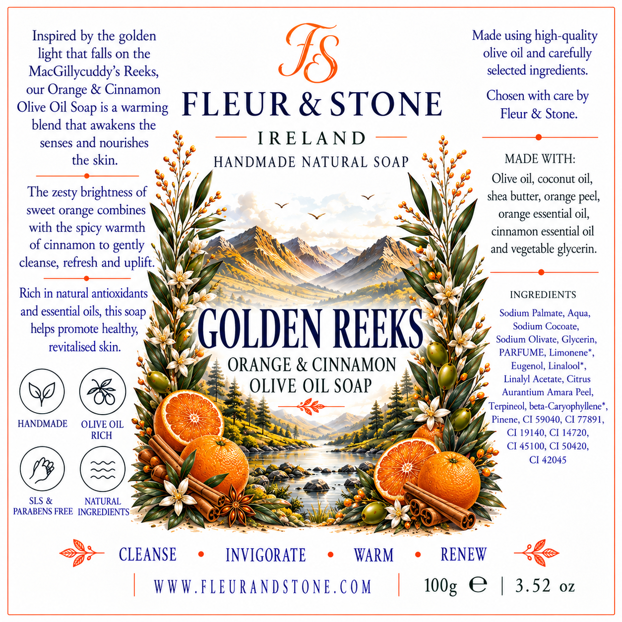Golden Reeks – Orange & Cinnamon Olive Oil Soap