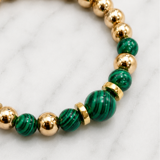 Green Malachite & Gold Hematite 8mm