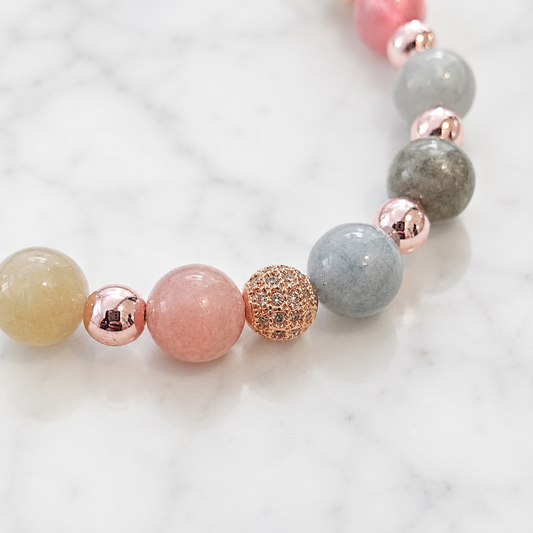 Morganite & Rose Hematite 10 & 6 mm