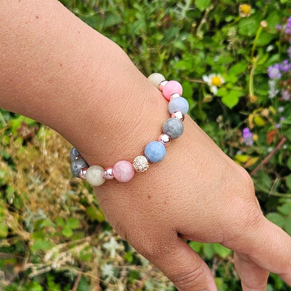 Morganite & Rose Hematite 10 & 6 mm