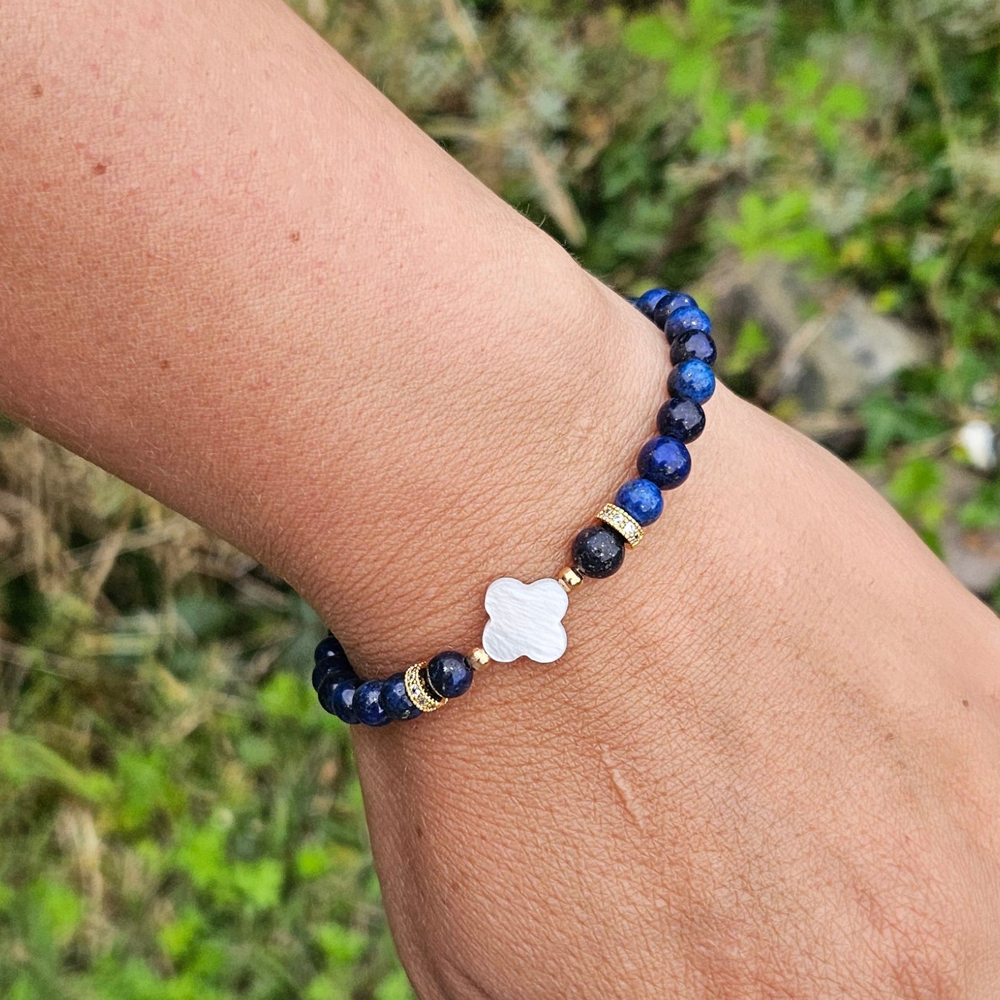 Midnight Clover | Lapis Lazuli & Mother of Pearl