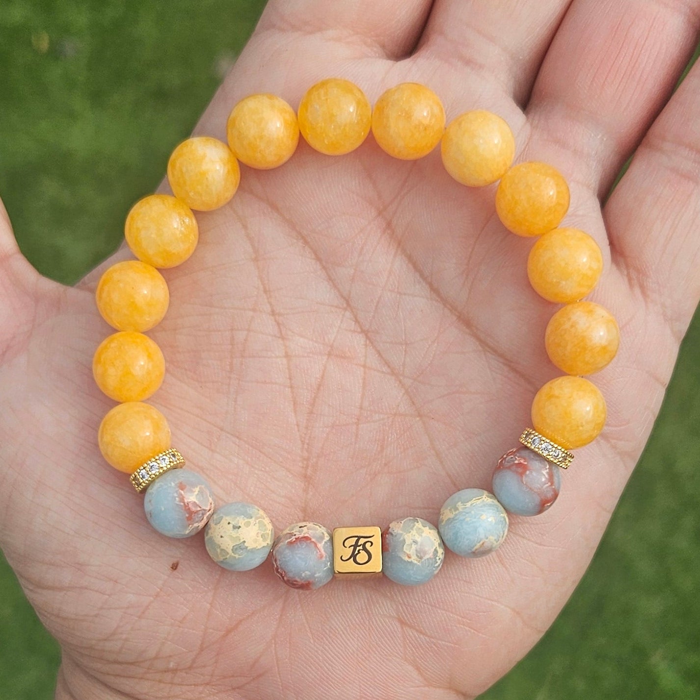 Shoushan Stone & Imperial Jade 10mm