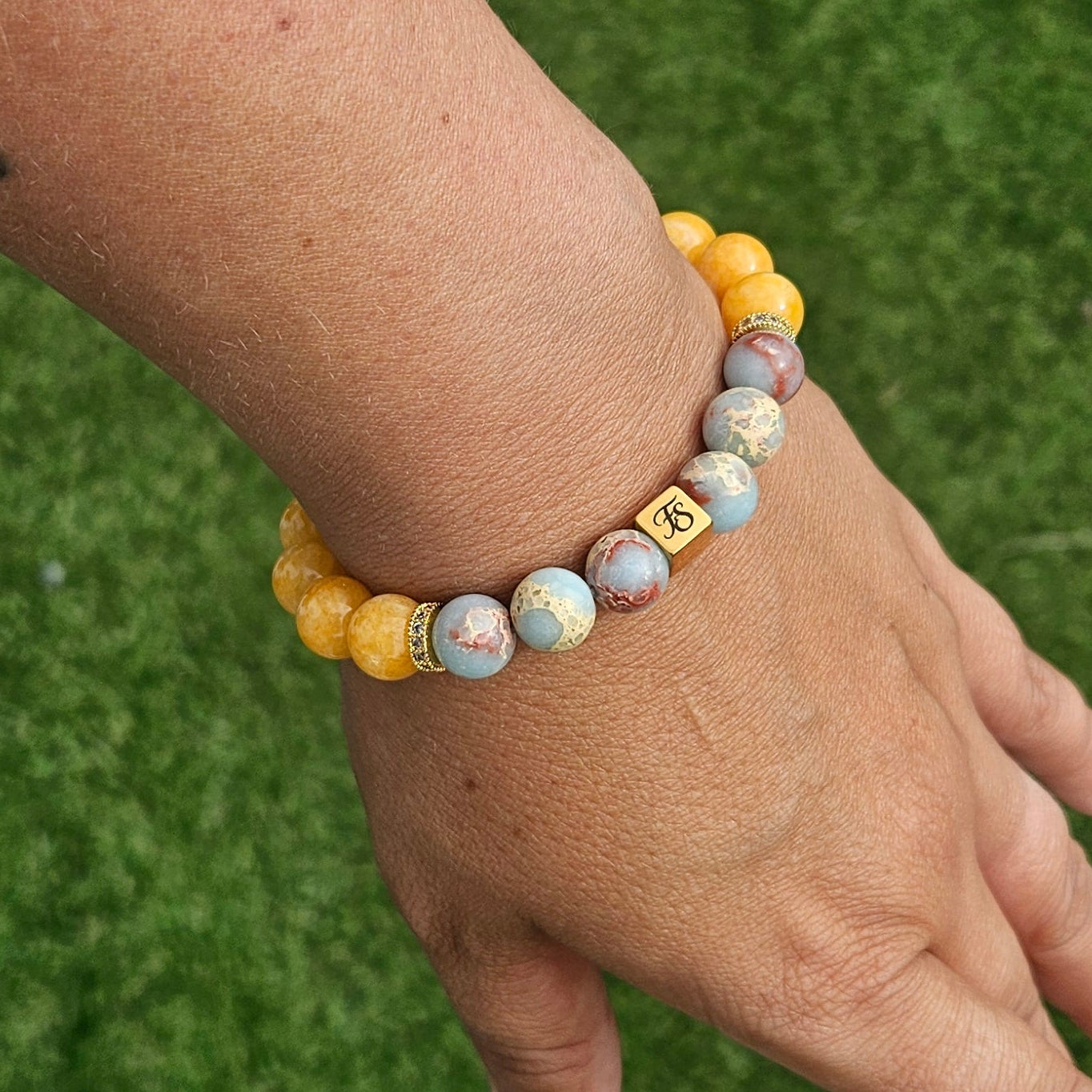 Shoushan Stone & Imperial Jade 10mm