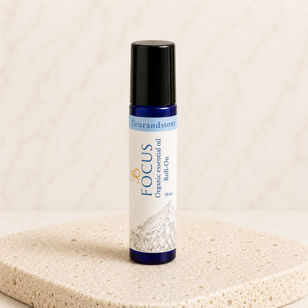 Focus organic essential oil roll-on with Peppermint, Rosemary and Lemon, hand-blended by Fleur & Stone in County Kerry, Ireland.