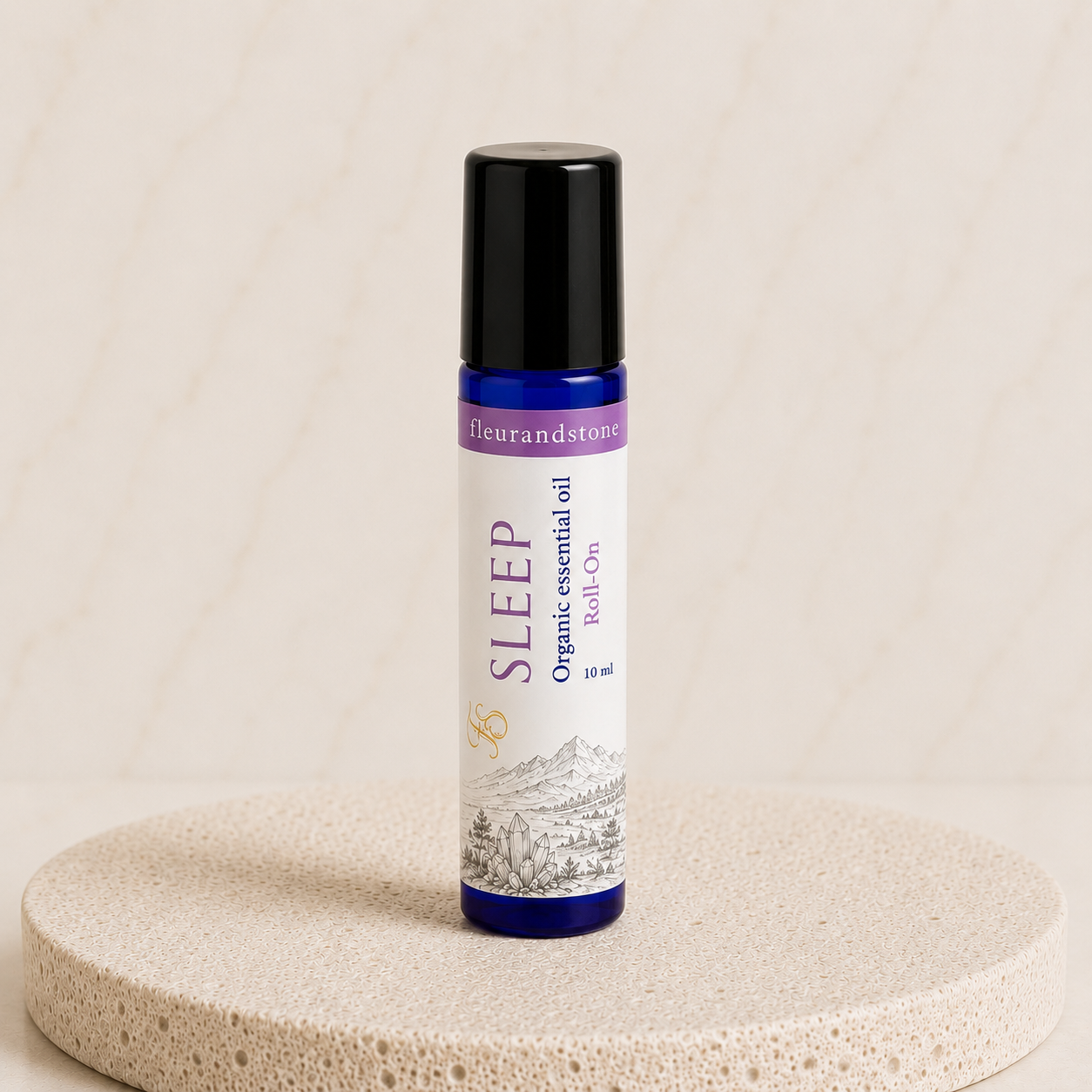Sleep organic essential oil roll-on with Lavender, Ylang Ylang, Roman Chamomile and Cedarwood by Fleur & Stone, County Kerry, Ireland.