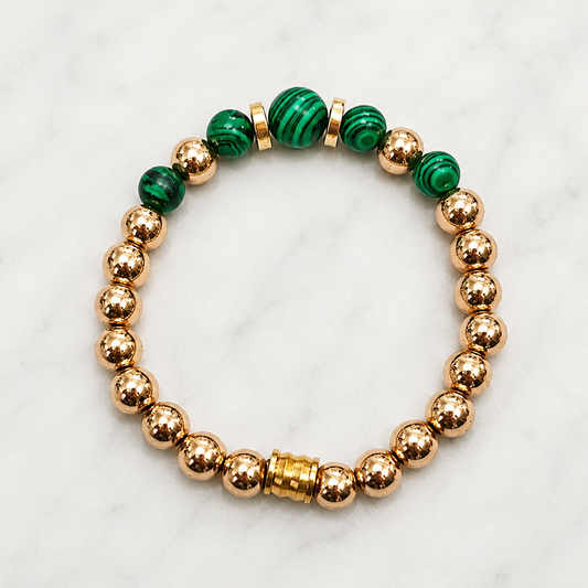 Green Malachite & Gold Hematite 8mm