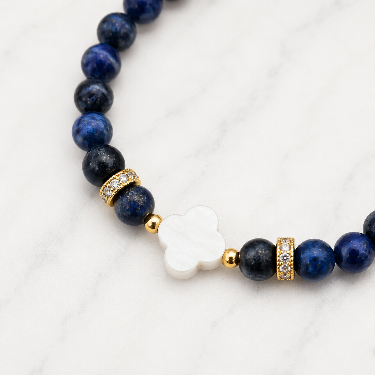Midnight Clover | Lapis Lazuli & Mother of Pearl