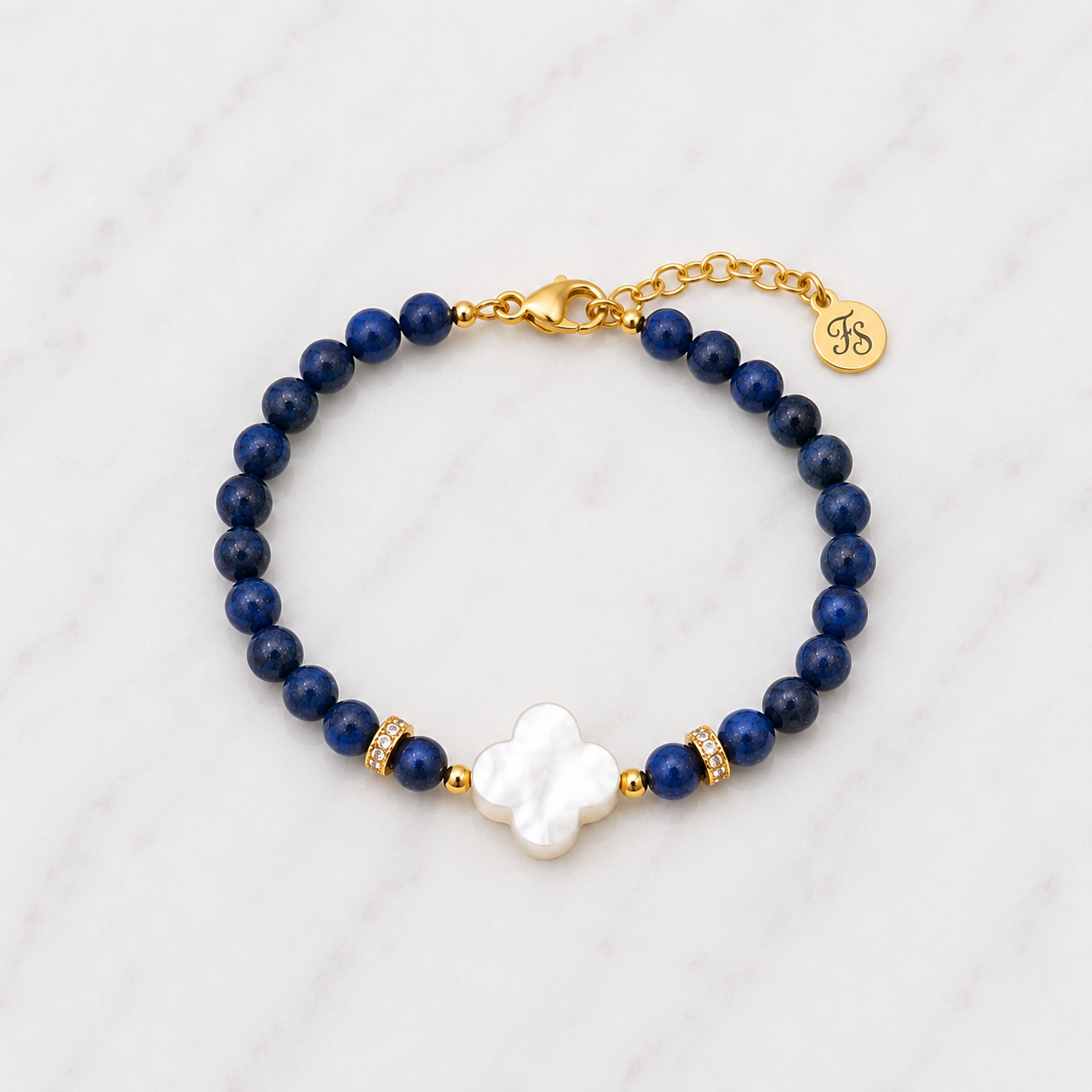 Midnight Clover | Lapis Lazuli & Mother of Pearl