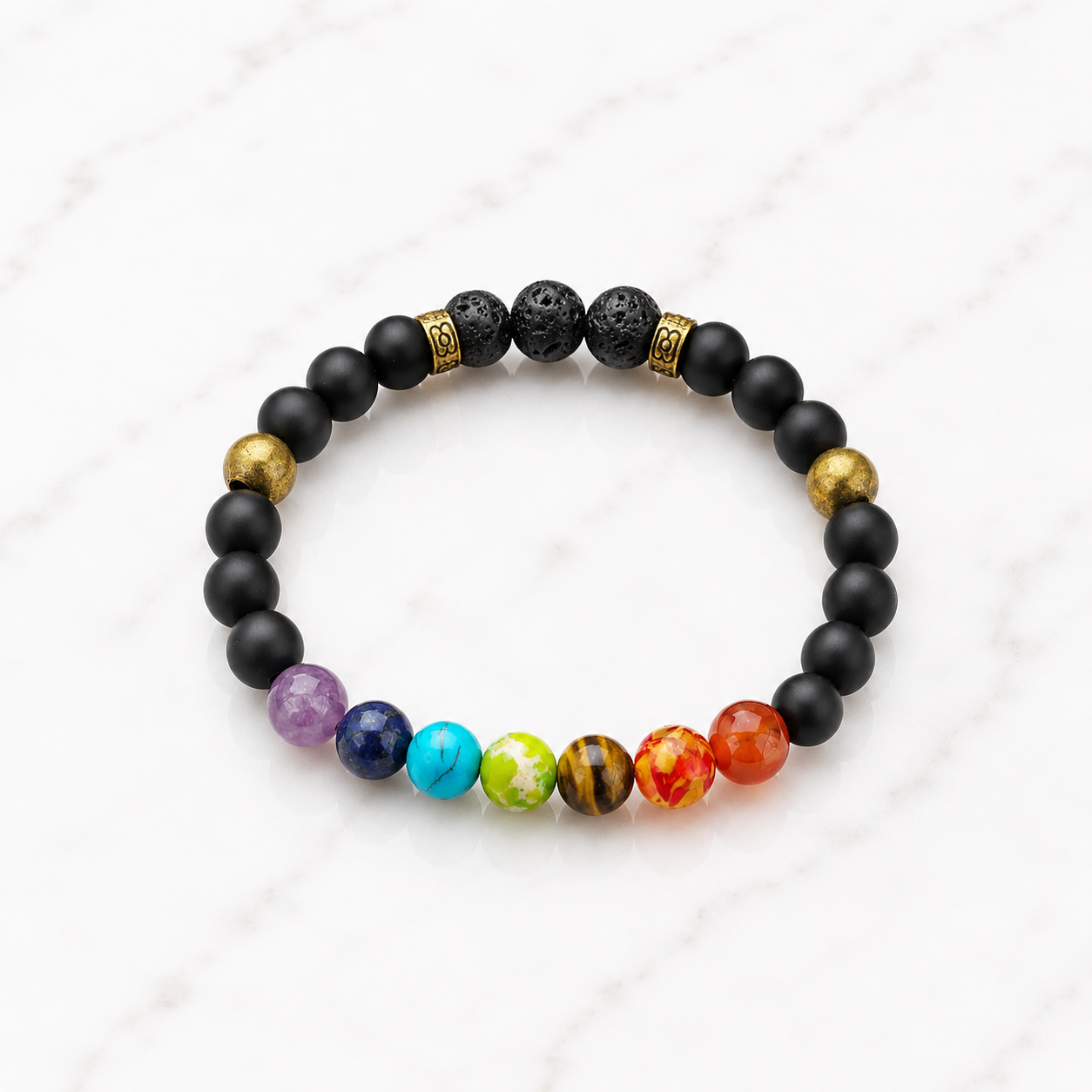 7 Chakra & Matte Onyx Bronze 8mm