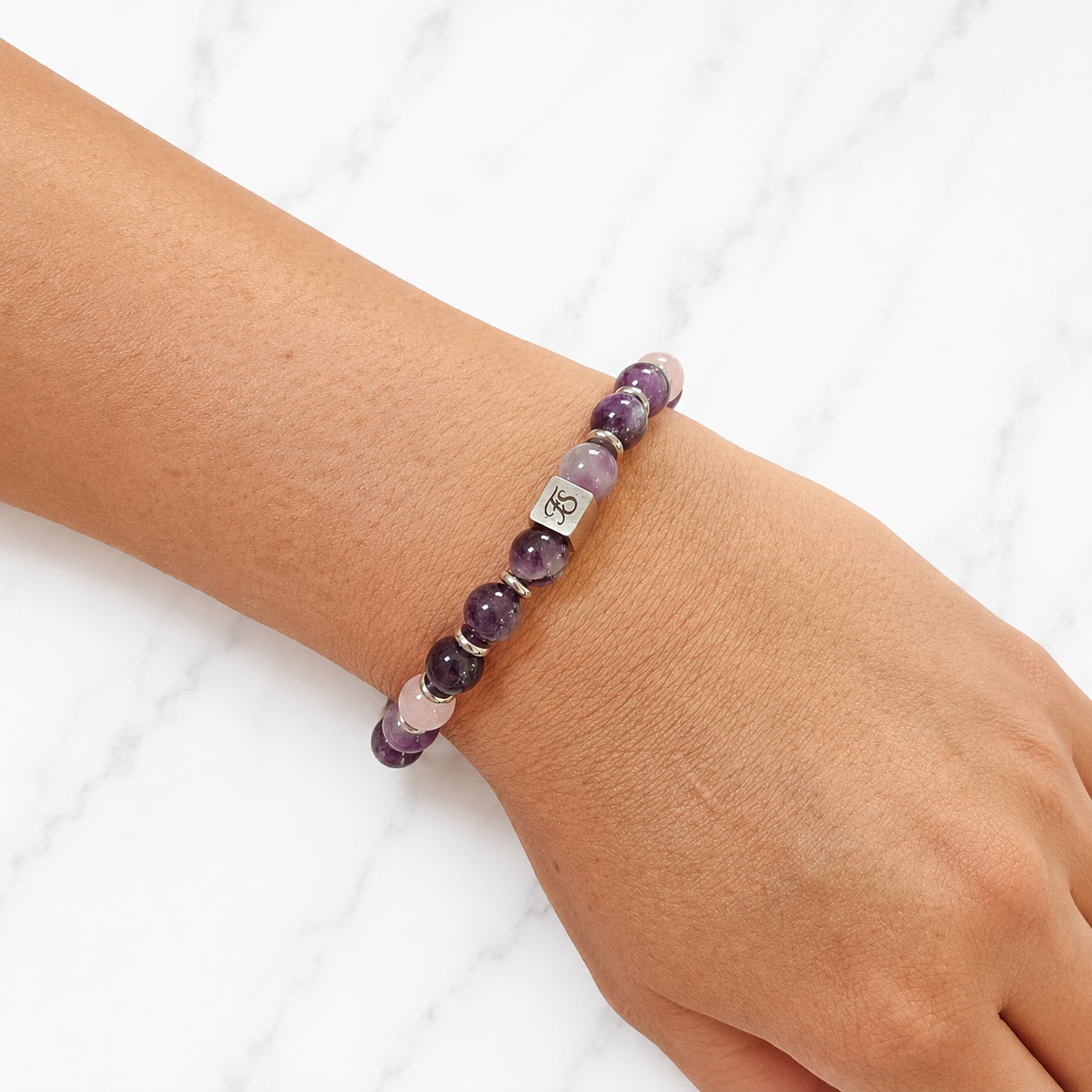 Amethyst & Rose Quartz 8mm