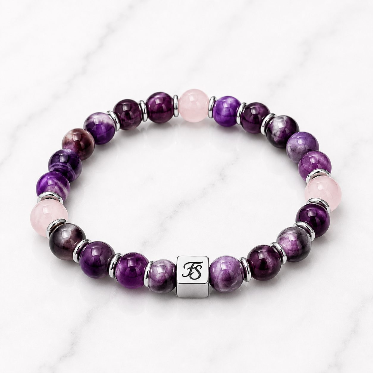 Amethyst & Rose Quartz 8mm