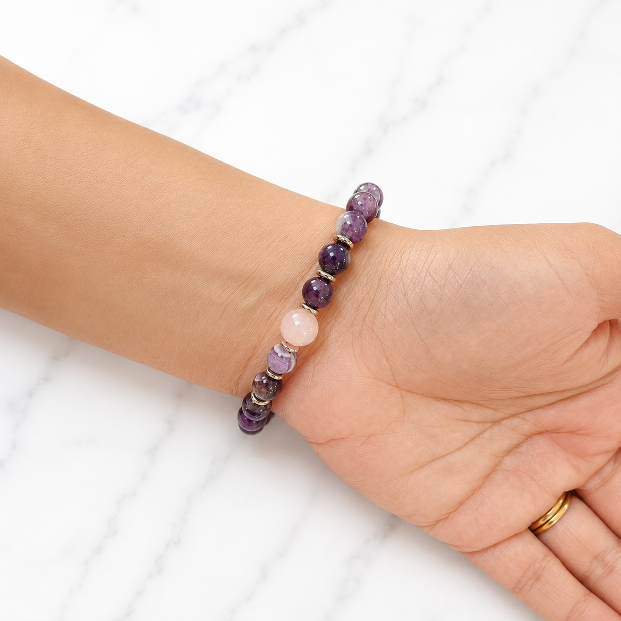 Amethyst & Rose Quartz 8mm