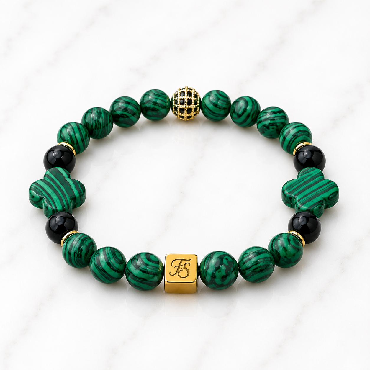 Green Malachite & Black Onyx Designer 8mm
