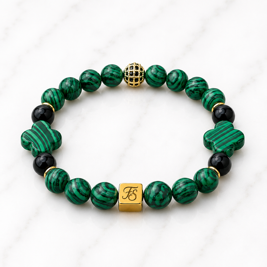 Green Malachite & Black Onyx Designer 8mm