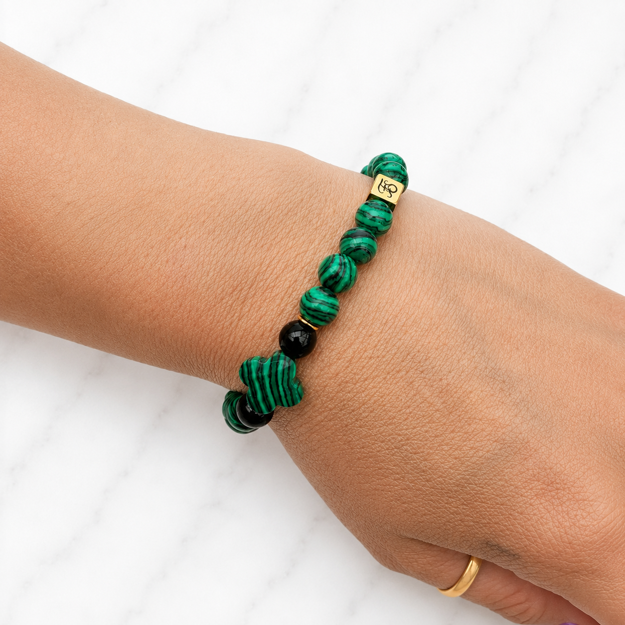 Green Malachite & Black Onyx Designer 8mm