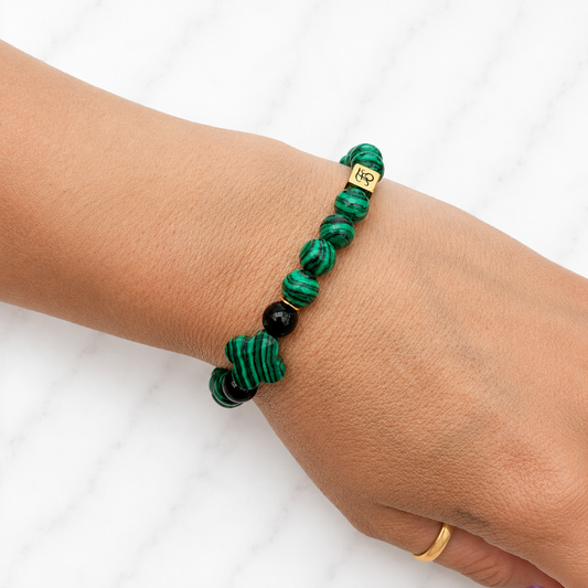 Green Malachite & Black Onyx Designer 8mm